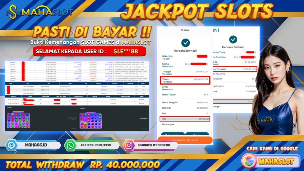 MAHASLOT JACKPOT SLOT SWEET BONANZA X1000 Rp. 40.000.000,- LUNAS