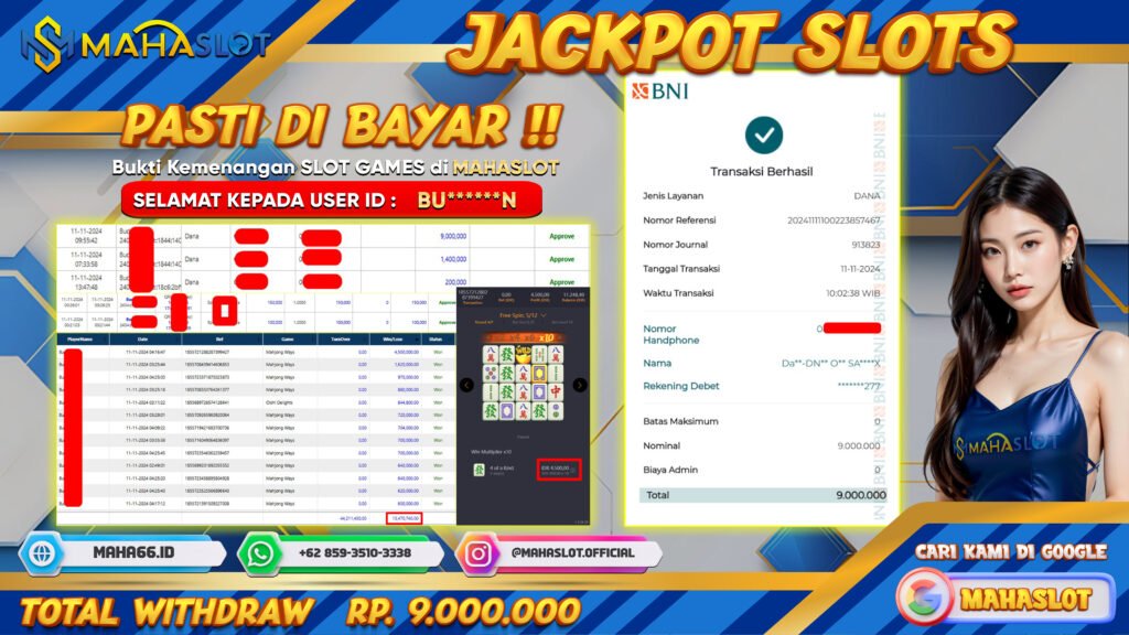 MAHASLOT JACKPOT SLOT MAHJONG WAYS Rp. 9.000.000,- LUNAS