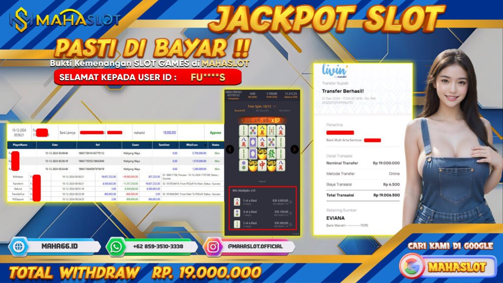 MAHASLOT JACKPOT SLOT GAMES MAHJONG WAYS Rp. 19.000.000,- LUNAS